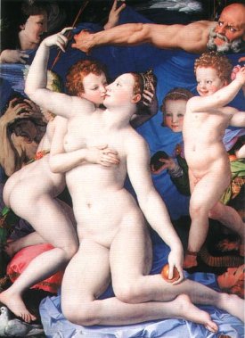 Agnolo Bronzino, Venus, Cupid, Folly, and
                Time (1545)
